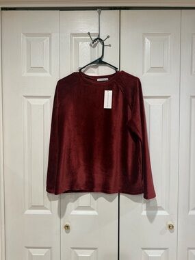 Women's Long Sleeve Corduroy Top - Burgundy